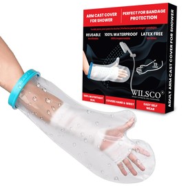 Wilsco Waterproof Cast Covers for Shower Arm-Comfortable Arm Cast Protector for Broken Hand, Wrist, Finger – Reusable Cast Bag for Swimming with Watertight Seal - Cast Sleeve for Adult