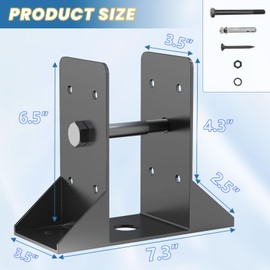 TAYORY 4x4 Post Base 2 Pcs,Inner Size 3.6"x3.6" Post Anchors, Black Heavy Duty Deck Railing Post Brackets, 4x4 Post Bracket for Deck Railing Support,Pergolas,Mailbox
