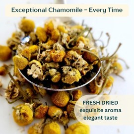 Dragonfly Herbs Organic Chamomile Tea, 250g Loose Whole Flowers, Premium Quality Matricaria Chamomilla (German Camomille), Grown in Egypt, Caffeine-Free Herbal Tea