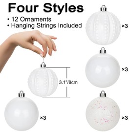 Briful 12PCS 8CM Christmas Baubles, Christmas Tree Decorations Xmas Hanging Ornaments Small Shatterproof Balls for Home Festival Gifts Christmas Decorations