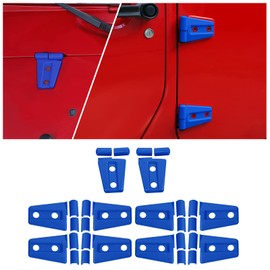 10PCS Door Hinge Covers Hood Hinge Covers Trim Kits Accessories for Jeep Wrangler JK JKU & Unlimited 4-Door 2007-2018 (Blue)