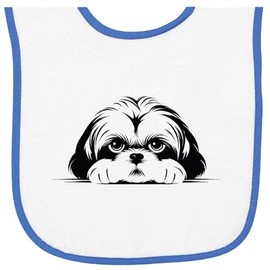 inktastic Peeking Shih Tzu Baby Terry Cloth Bib White and Royal 468e5