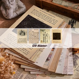 120 Sheets Vintage Accessories Craft Paper, 4 Styles Scrapbooking Stickers, Scrapbook Paper, for Junk Journal Accessories, Decorative Craft Paper Card Making Supplies DIY Writing/Album/Drawing/Travel