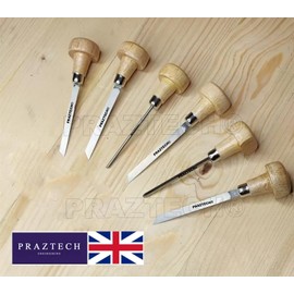 PRAZTECH® New 6pcs Gravers with Wooden Handles | Engraver Tool Clock Set | Jeweller Hand Tool Workshop | DIY