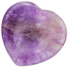 mookaitedecor Pack of 2 Heart Shaped Amethyst Crystal Thumb Worry Stones for Anxiety Stress Relief, Natural Purple Healing Crystal Love Heart Good Luck Pocket Stone Gifts for Friends
