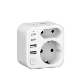 JSVER Travel Adaptor AU CN Adapter, Type I Adapter Double Australia Travel Plug Adapter with 2 USB C & 2 USB A (3.4 A 17 W) Socket Adapter for Australia, China, New Zealand, Argentina (White)