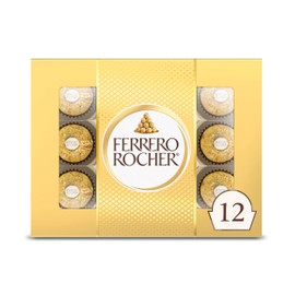 Ferrero Rocher, 12 Count, Premium Gourmet Milk Chocolate Hazelnut, Luxury Chocolate Holiday Gift, Individually Wrapped, 5.3 Oz