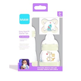 MAM Starter Set for Newborns G125 with 2 Bottles - Easy Start Anti-Colic 130 ml and 260 ml with Dummy for 0-2 Months, Neutral