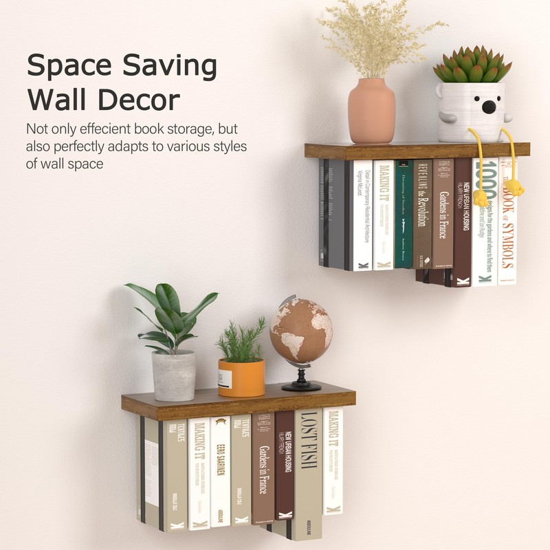 Tohiasen Floating Book Shelves for Wall Mounted Set of 2,