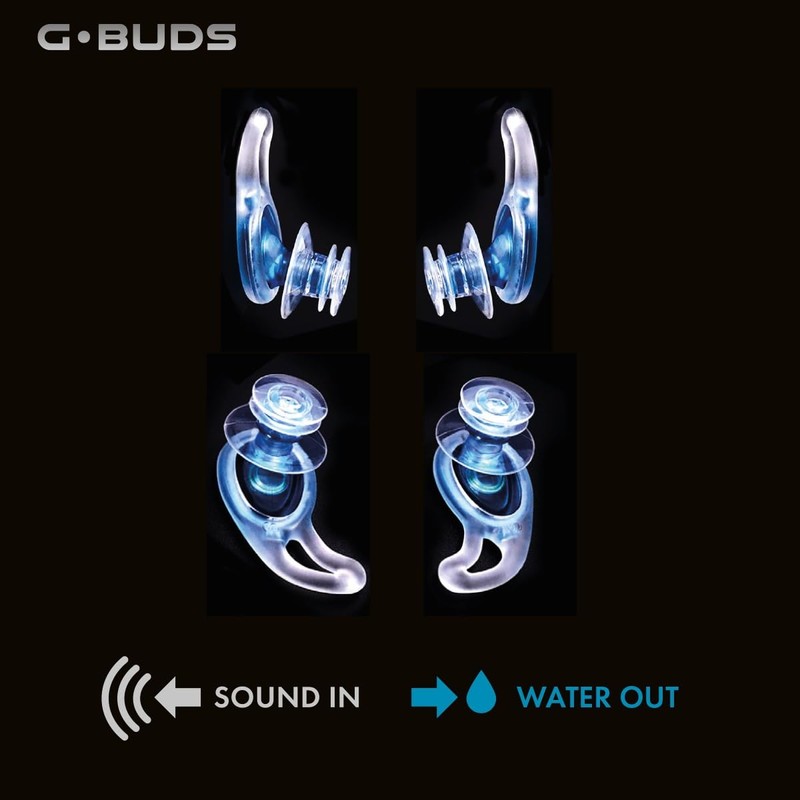G.Buds Clear Surf Ear Plugs. Sound in Water Out. Perfect