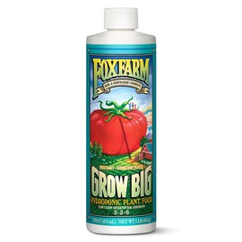 FoxFarm Grow Big Hydro Organic Liquid Fertilizer, 1 Pint - 3-2-6 Plant Food with Micro Nutrients for Hydroponic Systems - Enhances Vegetative Growth, Flowering, and Fruiting - pH Adjustable