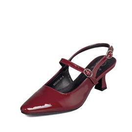 Weide Zapatos De Tacón Delgado Punta De Mujer Moda Elegante Tacón Bajo con Puntera Puntiaguda (MXYL030_Rojo, Adulto, Mujer, 24.0 cm, Medición, Sistema Tallas Calzado JP)