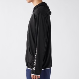Ocean Pacific 515460 Men's Rash Guard UV Protection Hoodie, Plain, M-5L, Black, M