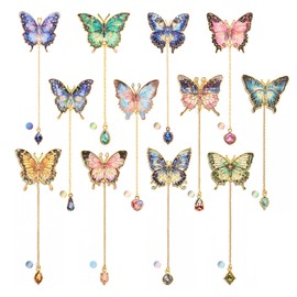 12 Pieces Metal Butterfly Bookmarks with Chain, Golden Hollow Bookmark Monet Van Gogh Oil Painting Theme Book Mark Bookmarks for Book Lovers Women Writers Readers Children Teens