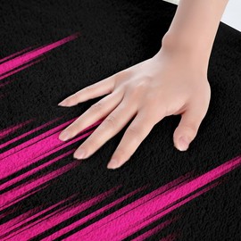 Feelyou - Alfombras de baño de color rosa rosa degradado para tina de ducha, alfombras de baño a rayas degradadas abstractas de color rosa y negro para tina de ducha, niños pequeños, accesorios de baño de rayas rosas, 16 x 24 pulgadas