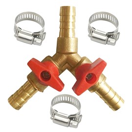 BesNPT 5/16" Hose Barb valve, Brass 3 Way Shut Off Valve Y Shaped 2 Switch Ball Valve