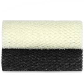 JASSINS African Sponge Net, Body Exfoliating Long Net Shower Body Scrubber Back Scrubber Skin Smoother (Black + Beige)