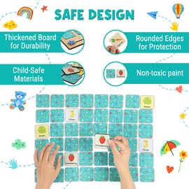 KidSweeties Wooden Memory Game – Matching Fun for Toddlers 3-5 | Travel Toy for Boys & Girls | Road Trip & Airplane Essential | Perfect Christmas & Birthday Gift (Basic)