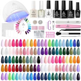 Beetles kit de esmalte en gel 85 piezas con lámpara uv, 55 colores set para principiantes con base y top coat, manicure en casa, nail art invierno, jelly nails, colección emotional spectrum