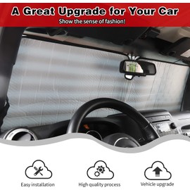 HTHE Windshield Sun Shade for TJ JK JKU Windshield Sunshade Cover Front Mirror Sunshade Cover Compatible with Jeep Wrangler TJ JK JKU 1996-2018(Silver-Black White USA Flag Pattern)