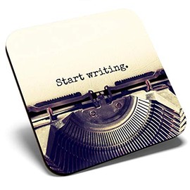 Great Single Coaster Square - Start Writing Typewriter Writer |Glossy Quality Coasters | Tabletop Protection for Any Table Type #14180