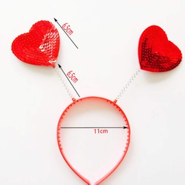 Soochat Valentine's Day Headband Heart Headband Red Sequin Love-shaped Head Boppers for Valentine Party Hair Accessories Photo Props