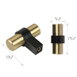 Design House Emery Cabinet Knobs, 5-Pack, Modern Kitchen Handles, Satin Gold and Matte Black, 188409