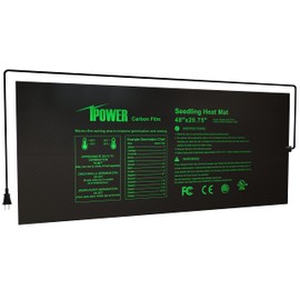 iPower 48” x 20.75” Seeding Heat Mat Upgraded Carbon Film Indoor Warm Hydroponic Plant Germination Starting Pad Durable Waterproof, 48" x 20.75", Black