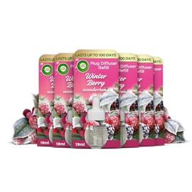 Air Wick, Winter Berry Wonderland, Plug In Electrical Air Freshener Refills, 19ml, Pack of 6, Lasts up to 600 days