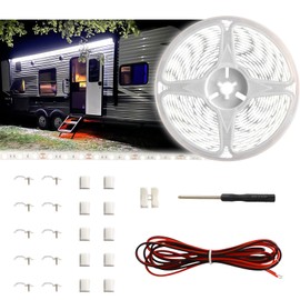 Yiswhis 20FT RV Awning LED Light Strip, 12V Fixed Brightness Camper Awning Lights Waterproof, Motorhome Exterior Underglow Lighting Strips Kit for Canopy Parties BBQ Food Truck Decor