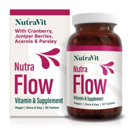 NUTRAFLOW - UTI Vitamin | Urinary Infection Vitamin - 30 Tablets | Ease Discomfort Within The Urinary Tract - Includes Cranberry, Juniper Berries, Acerola & Vitamin C - by NutraVit