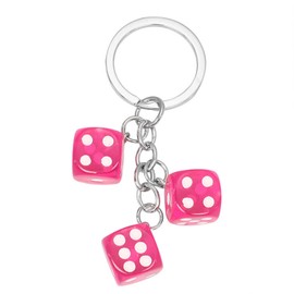 Dice Keychain Colorful Resin Dice Cube Key Chain for Women Bag Purse Wallet Car Keyring Jewelry-rose