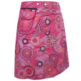 Vishes - Alternative Clothing - Wrap Skirt Short Skirt for Wrapping Press Studs Flowers Circles Embroidered, darkred