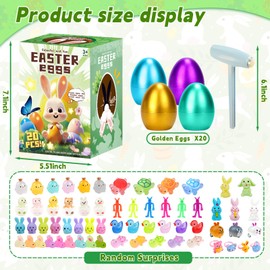 Hiawbon 20pcs Prefilled Easter Eggs, Easter Egg Dig Kit, Easter Basket Stuffers Fillers, Glow in The Dark Filled Easter Eggs For Gift Basket Fillers