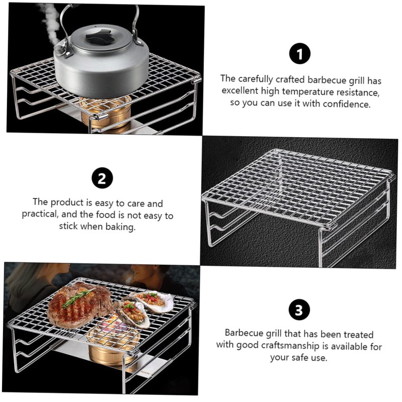 Kisangel Barbecue Warming Rack Raised Grill Rack Bbq Stainless Steel