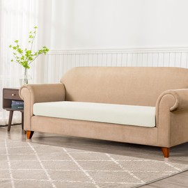 SUBRTEX Stretch Cushion Covers Couch Cushion Slipcovers RV Seat Covers Chair Loveseat Sofa Cushion Protector Spandex Elastic Furniture Protector for Seat(Off-White, Medium)
