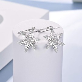 ONEFINITY Snowflake Earrings 925 Sterling Silver Snowflake Dangle Drop Earrings for Women Christmas Jewelry Gifts