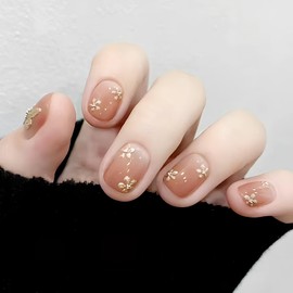 [ALLEVG] Nail Tips, 24 Pieces, Short 3D, Autumn & Winter, Butterfly, Flowers, Spring and Summer, Nail Tip, Pink, Cute, Popular, Japanese, Cute, Simple, Stylish, Coming of Age Ceremonies, School