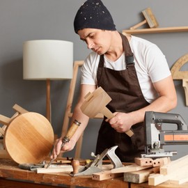 Wooden Mallet, Professional Carpenter Wooden Hammer Wood Tapping Woodworking Tool Carpenter Woodworking Mallet for Woodworking Chisel Carved Chisel Wood Carving (Large)