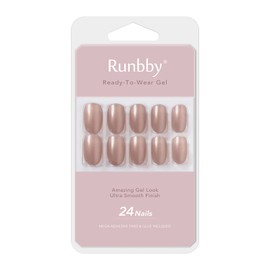 Runbby Color Press-On Nails, Color Short Coffin Nails Reusable False Nails in 10 Sizes, 24 Nail Kit with Glue (pearlized)