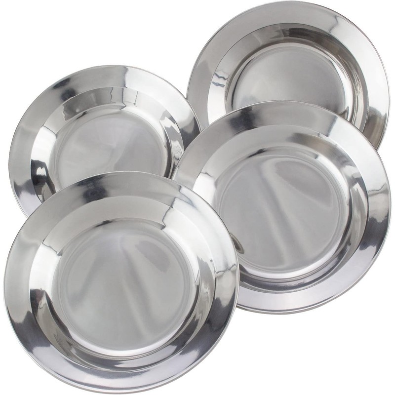 Menax - Set of 12 Snack Plates in Stainless Steel