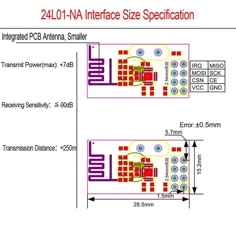 ARCELI Arduino NRF24L + 2.4 GHz Wireless RF Transceiver Module