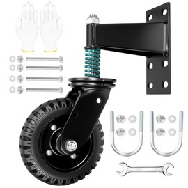 NouraVita Gate Wheel 6-Inch Heavy Duty Fence Gate Wheels for Wooden Gate and Metal Tube Gate, 550lb Capacity, Spring-Loaded 360 Degree Rotation Gate Caster Kit Includes Screws and Screwdriver