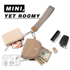 portafolios de muñeca de doble bolsa para mujer, mini cierre alrededor de la portafolios, portafolios de muñeca de doble bolsillo portátil, cartera con cierre, regalo para mujeres, mamá, novia,