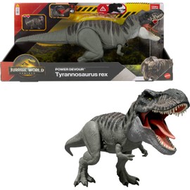 Mattel Jurassic World Rebirth Power Devour Tyrannosaurus Rex Dinosaur Figure with Tongue Activated Constant Chomp, Lights & Sounds, Digital Play