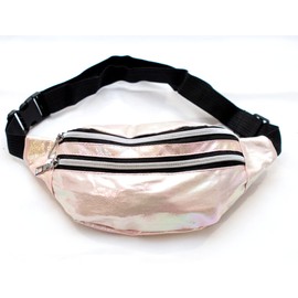 Vixelle - Bumbag Fanny Pack Holographic Style Hip Waist Bag for Women Girls Kids Waterproof Bag for Travel Festival Holidays Hiking Walking Running Outdoors Camping Sports (Marshmellow)