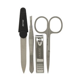 Zenner Compact Manicure Set - Complete with Nail Scissors, Nail Clippers, Tweezers and Nail File - in Protective Case for Well-Groomed Nails