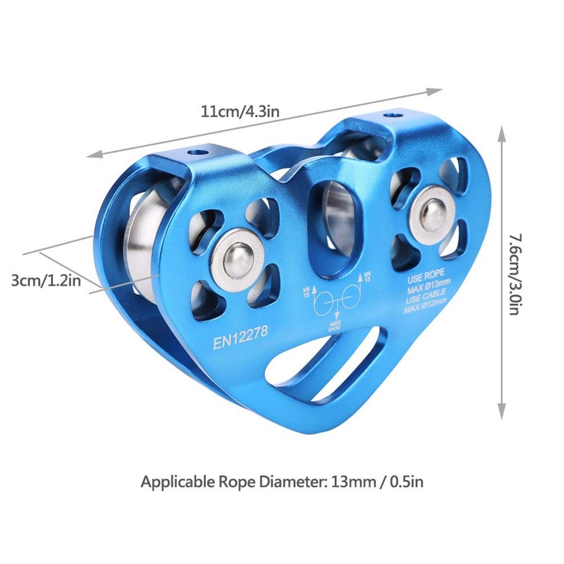 Pissente Double Trolley Pulley, pulley 30KN Aluminum Zip Line Rock