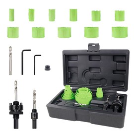 Cenforge Bi-Metal Hole Saw Kit, HoleSaw Set with 3/4" to 2-1/2" (19-64mm) Saw Blades, Mandrels, Hex Key, Drill Bit, Hole Saw for Wood, Metal, Drywall, PVC