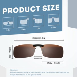 Long Keeper Polarised Clip-on Sunglasses - Non Flip Rimless Clip on Sunglasses over Glasses for Men Women UV400 Protection for Driving Fishing Outdoor